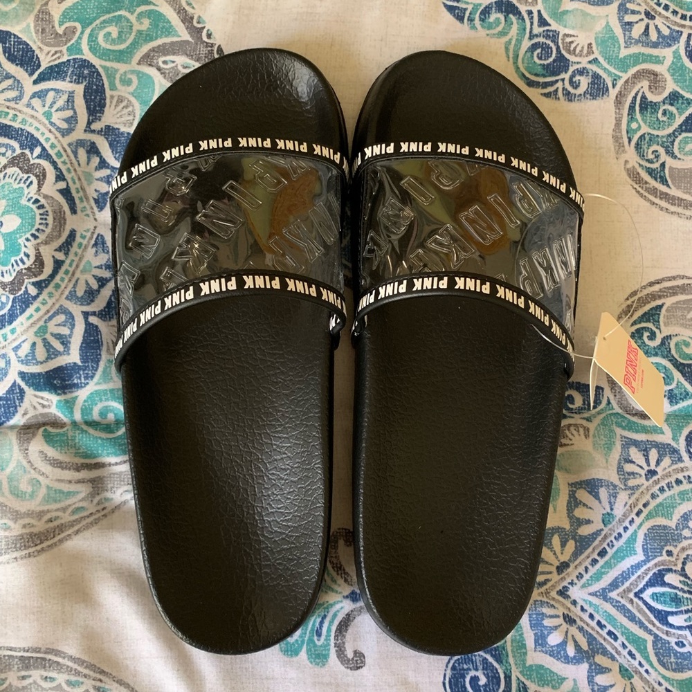 PINK: black single strap slides